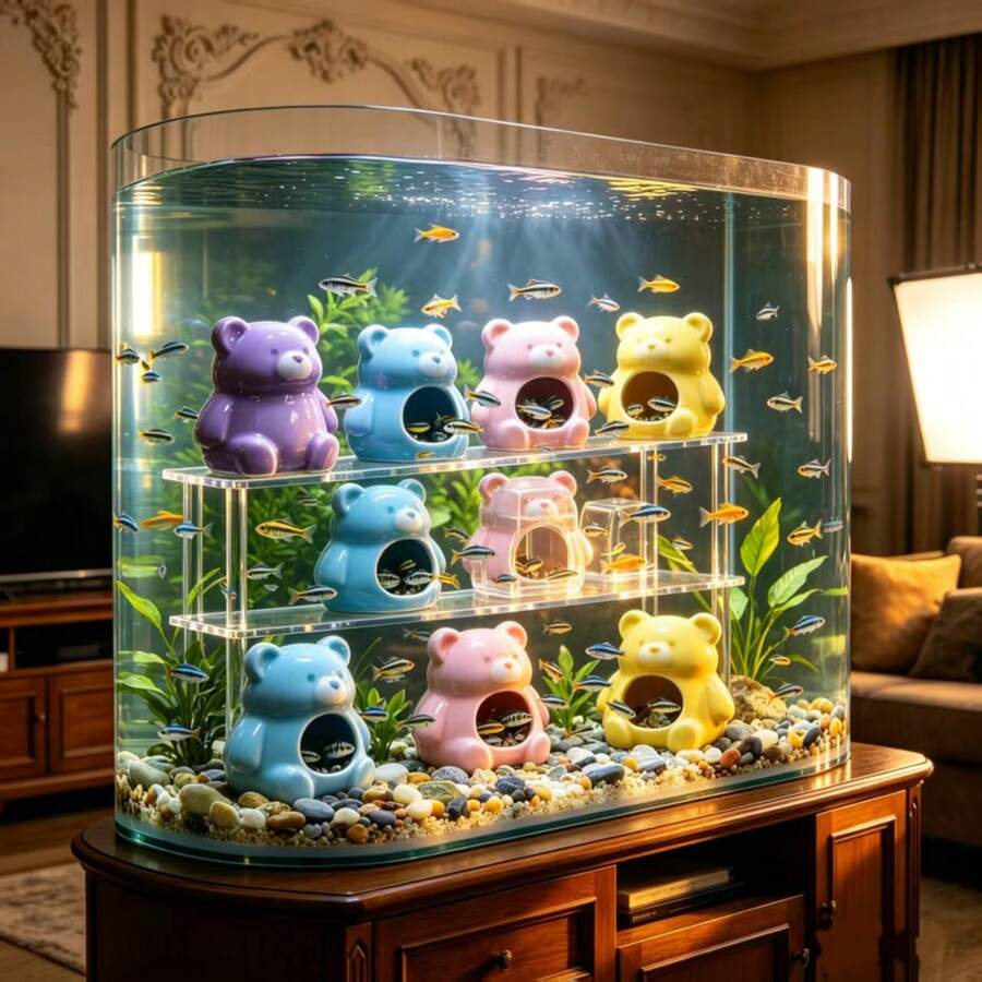 Aquarium Decor Acrylic Storage Rack, Multi-Layer Transparent Display Stand For Small Fish Hiding House - Aquarium Stand - View 1
