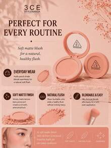 3CE Classic Solid Color Blush #Nude Beige, 3g Sample/5.5g Full Size, Easy To Blend, No Flying Powder, Natural Peach Beige, Layerable, Suitable For Yellow And White Skin Tones - Classic Single Color Blush Series #Nude Beige - View 11