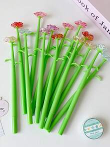 1 pieza Bolígrafo de bola con flor de cristal simulada para estudiantes, bolígrafo de tinta neutra con movimiento, creativo y físico, para alivio del estrés, regalo - Multicolor - Ver 10