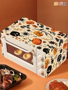 1Pc Minimalist Black White Checkered Microwave Oven Dust Cover,Washable Dust-Proof Protective Cover,Microwave Cover,Decorative Kitchen Appliance Cover,Home Decor,Kitchen Decor,Home Appliance Decorations,Bridal Shower Favors,Easy To Clean,Anti-Fouling - Halloween Pumpkin - View 9