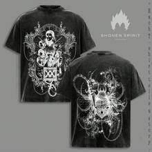 Ghost Trooper Style T-Shirt, Hisoka Chrollo Aesthetic, Dark Anime Streetwear, Vintage Washed T-Shirt, Japanese Graphic T-Shirt, Otaku Fashion, Anime Clothing - 黑色 - 查看 1