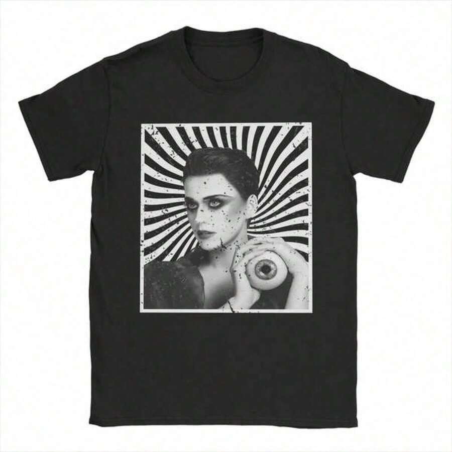 Camiseta de Hombre Perrys, Ropa Única, Camisetas de Manga Corta con Cuello Redondo, Camisetas para Fiesta, Camiseta Estampada - Camiseta Ligera de Verano - Fondo Negro con Letras Blancas - L - Negro - Ver 1