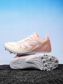 Professional Racing Track Spikes, Suitable For Middle School Physical Fitness Test And Daily Training, PTPU Wear-Resistant Outsole With Replaceable Steel Spikes, Suitable For Synthetic Tracks; Lightweight Mesh Upper Breathable And Dry, Cushioning Structure Absorbs Landing Impact, Versatile For Sprinting, Long Jump, Hurdles, Preferred Choice For Student Athletes Training. - White Powder 5755 - View 3