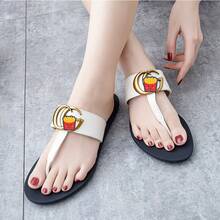 Sandalias Mujer Dedal Rojo con Decoración de Papas Fritas, Chanclas Cómodas de Suela Antideslizante para Playa y Uso Diario, Zapatillas Casual de Moda Verano - Ventilador Si (Rojo) - Ver 4