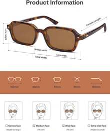 SOJOS  Rectangle Polarized  Womens Mens, Small Retro Fashion Thin Slim Square Sunnies SJ2610 - 玳瑁色 + 深綠色 - 查看 5