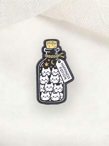 Happiness Potion Bottle Cat Enamel Pin, Full Of Kittens Brooch, Cute Animal Design, Perfect Gift For Cat Lovers, Unique Fashion Accessory - Multicolor - View 5