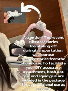3D 趴臥暹羅貓 DIY 人造皮革手機殼，適用於 iPhone 16/15/14/13 Pro Max，可拆卸相機框，防震防摔保護套，奢華美觀柔軟手機殼，適合作為沙烏地阿拉伯、歐洲和美國女性的禮物，送給朋友和閨蜜的禮物 - 白色 - 查看 6