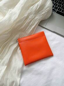 Bolsa de almacenamiento mini con cierre automático y boca ajustada para auriculares, cables de datos, cargadores, bancos de energía, llaves, bolsa de transporte portátil - Naranja - Ver 4