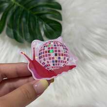 Adorable Disco Snail Sticker Featuring A Funky Pink Creature With A Mirror Ball Shell. This Vinyl Decal Is And Perfect For Adding A Groovy Aesthetic To Your Laptop, Water Bottle School Supplies - Star Film - View 1