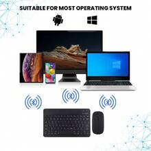 Combo Teclado y Mouse 10 pulgadas Bluetooth Inalámbrico Kit 2 en 1 Recargables Tipo C Teclado con Mouse Portátil - Ver 4