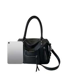 Large Capacity High-End New Style One Shoulder Crossbody Bag, Vintage Versatile Tote Bag, Medieval Motorcycle Style - Black - View 8