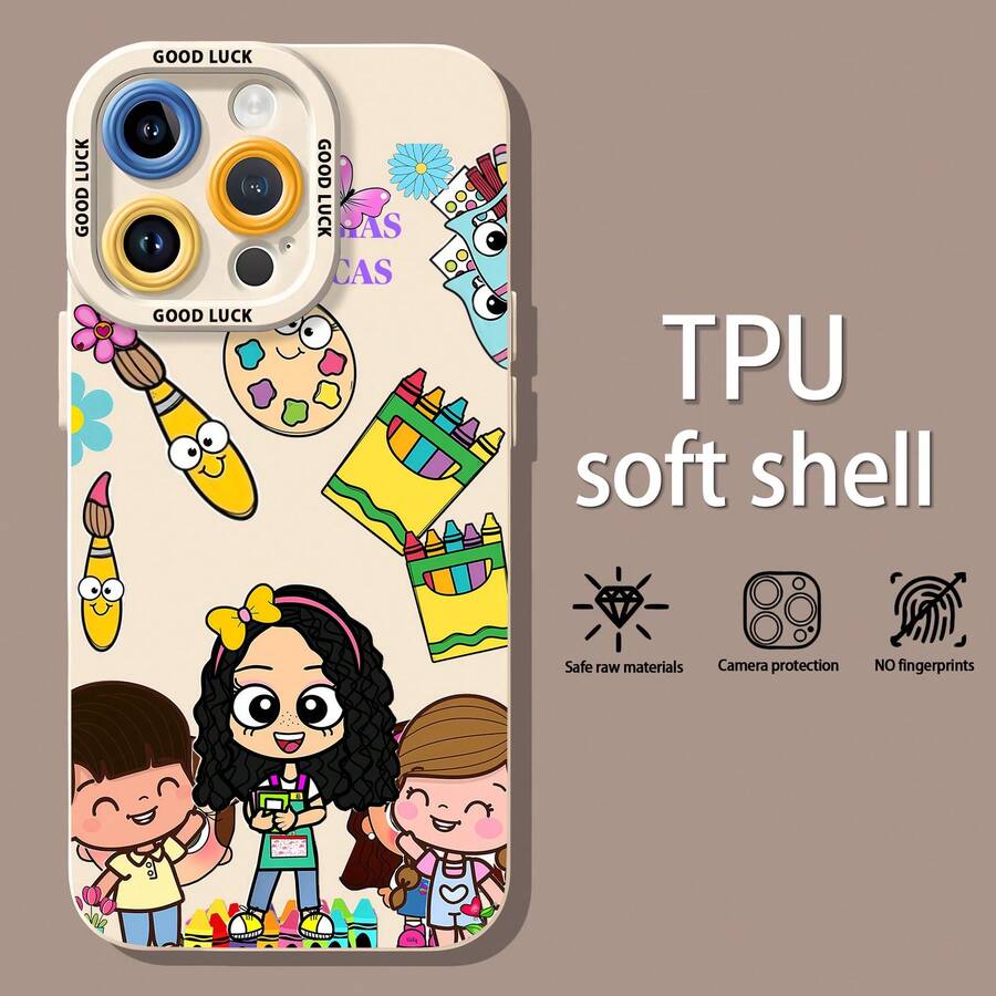 Tema colorido de educación artística de Vickyfunda de teléfono Fundas compatibles con ,Apple,VIVO,OPPO,,, y Honor.Fabricadas en silicona TPU,ofrecen protección contra golpes y caídas. - Blanco - Ver 1