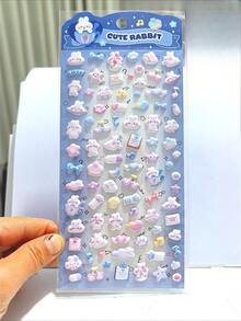 迷你可愛動物3D泡棉貼紙，可愛熊、兔子、海洋動物3D泡棉貼紙，兒童DIY剪貼簿日記手帳裝飾獎勵貼紙，手工藝派對禮物 - 彩色 - 查看 12