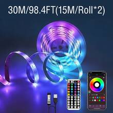 3.28ft-98.4ft RGB LED Light Strip, APP Control, Dimmable Music Sync Lighting, Suitable For Bedroom, Living Room, TV Backlight And Cozy Room Decoration - 3535RGB - 查看 13