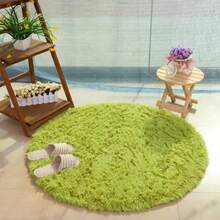 Thickened Round Rug 1 Pc Suitable For Bedroom Modern Fluffy Round Rug, Suitable For Living Room Round Fluffy Rug, Non-Slip Furry Soft Rug, Door Mat Living Room Floor Bedroom - Green - View 10