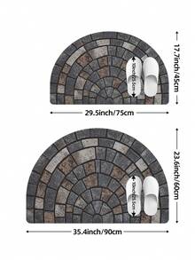 DAJIANG 1pc Stone Pattern Doormat - Thick Non-Slip Soft Velvet Carpet, Essential Home Decor, Suitable For Porch And Living Room, Machine Washable Polyester Material, Fashionable Round Design, Mosaic Print, Living Room - Multicolor - View 3