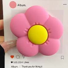 1組卡通Ins風3D矽膠韓式花朵Magsafe磁吸手機支架，伸縮可折疊便攜式桌面強吸附，相容磁吸手機殼，送給朋友與家人的禮物，桌面追劇支架，便攜式 - 彩色 - 查看 9