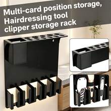 Barber Tool Organizer Storage Rack, Multi-Slot Hair Clipper Scissors Comb Holder, Professional Salon Hair Styling Tool Storage Caddy For Barbershop & Home Use - Multicolor - View 4
