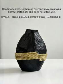 1件/3件裝黑色抽象花瓶配金色繩飾，現代極簡紋理花瓶，居家裝飾，波希米亞侘寂風客廳桌面中心裝飾品 - 黑色296 - 查看 13