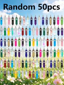 5/100pcs Multicolor Natural Crystal Stone Glass Pendants Black Leather Cord Necklace DIY Jewelry Making Accessories For Necklace Earrings Pendant Keychain - Multicolor - View 23