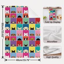 2pcs Cartoon Colorful Plaid Dog Pattern Kitchen Towels, Rectangular Microfiber Kitchen Towels, Dishcloths, Scouring Pads, Hand Towels, Cooking Baking Tea Towels, Kitchen Decor, Housewarming Gift, Birthday Gift, Bathroom Cleaning Wipes, Decorative Towels - Multicolor - View 4