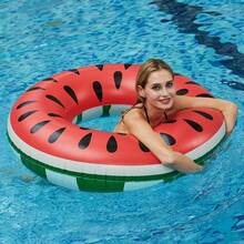 1pc Watermelon Inflatable Swim Ring, Pool Float, Perfect For Swimming Pool, Beach, Party And Water Sports, Beach Essential, Beach Accessory - Watermelon Swimming Ring - View 4