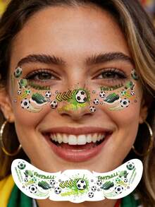 10pcs World Cup Football Fan Temporary Tattoo Face Stickers, For Celebration And Watching, Suitable For Face, Arms, Etc., Waterproof And Sweat-Proof, Suitable For Various Occasions - Multicolor - View 3