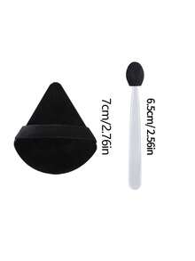 Juego de 52 piezas de aplicadores de esponja reutilizables para sombra de ojos & borlas de terciopelo triangulares para polvo, multiusos para maquillaje de ojos, fijación facial y cosméticos diarios - Negro - Ver 8