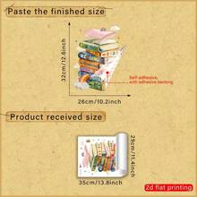 1pc Self-Adhesive Removable Rainbow Book Wall Sticker, Artistic Reading DIY Sticker, No Damage Creative Study Room Background Wall Decor - Book Rainbow - View 7