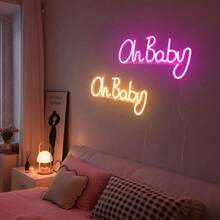 1個 LED 發光字母「Oh Baby」霓虹燈牆飾夜燈 懸掛式壁燈 電池/USB供電 浪漫仙女燈 居家節日派對生日主題場景氛圍燈 臥室客廳陽台裝飾 - oh baby霓虹燈 - 查看 8