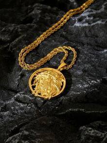 Twisted Chain Jesus Pendant Necklace Gold Plated Stainless Steel For Men Stainless Steel Twisted Necklace Thorn Jesus Charm Men Jewelry Hip Hop - Gold - View 7