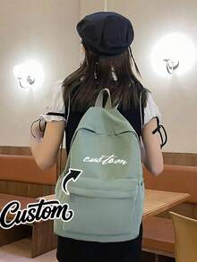 Ransel Kustom, Musim Kembali ke Sekolah, Resleting Nilon, Warna Polos Kasual, Dapat Dicetak Huruf Nama, Perlengkapan Hadiah Natal, Musim Kembali ke Sekolah 2026 - MultiWarna - View 4