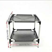 Cama para Gatos de Doble Capa Refrescante de Verano | Estante Elevado Totalmente Transpirable, Dormir Separado para Múltiples Gatos Sin Peleas, Acero Inoxidable Resistente a la Oxidación Desmontable y Lavable - Negro - Ver 3