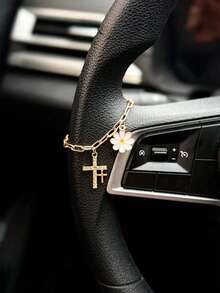 1 pieza Colgante de bola con forma de corazón de strass para espejo retrovisor de coche, accesorio de coche para mujer, decoración de coche - A - Ver 14