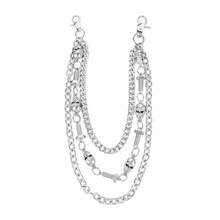 1pc Fashionable 3-Layer Heavy Texture Thick Chain Metal Pants Chain Men's Halloween Accessory Skull - White K - View 5