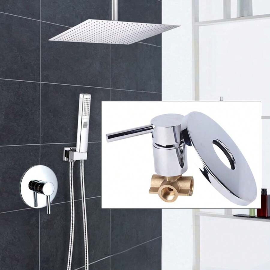 HOHOBLA Brass Shower Flow Control Valve,Shower Head Shut Off Valve With Control Valve Switch For Cold And Hot Water,Wall Mount Single Handle Bathroom Shower Mixer, For Handheld Shower Head Or Bidet Sprayer