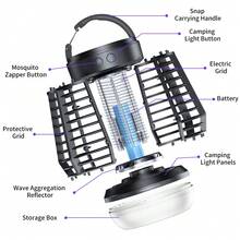 1pc Electric Mosquito Killer Lamp USB Rechargeable Insect Catcher Lighting 2-In-1 Portable Home Outdoor Electric Mosquito Killer + Suitable For Outdoor Camping Tents, Community Roads, Courtyards, Parks, Gardens, Campuses + Indoor Bedrooms, Living Rooms, Kitchens + Can Be Hung Or Placed Flat - Multicolor - View 8