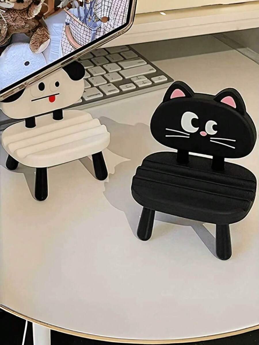 Cute Desktop Phone Stand, Creative Decor, Soft Chair-Shaped Phone Holder, Suitable For Various Phones, Phone Accessories, Perfect Gift For Birthday, Back To School, Family Gathering And Friends Party. - Multicolor - View 1