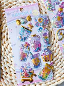Bubble Shiny Stickers Mini Japanese New Cartoon 3D Embossed Stickers Scrapbook DIY Decoration Diary Stationery Study Cute Stickers - Multicolor - View 10