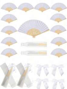 1/3/10/15/30 peças Leques de papel dobráveis minimalistas essenciais para o verão, estilos branco e colorido, leques portáteis de mão, adequados para casamento, festa, cerimónia de batismo, presentes para a noiva, decoração DIY e adereços de fotografia - Multicolorido - Ver 2