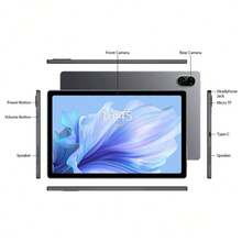 TenYide Electronic Learning Tablet For Children Or Learning, Black, 10.1-Inch Screen, Also Suitable For E-Book Reading/Electronic Games/Internet Entertainment/Video Chat, Oversized Smartphone With SIM Card Slot, Android System, 128GB/256GB Storage Versions, Front And Rear Camera Functions, Dual SIM Card Function, Bluetooth Function/GPS Function/WI Function, Supports Various AI Software Functions - Jet Black - View 8