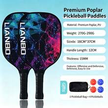 7-Piece Lightweight Pickleball Racket Set (Includes 2 Rackets + 4 Random Color Pickleballs + 1 Racket Bag), With Anti-Slip Ergonomic Soft Grip And PU Wear-Resistant Fabric, Thick PVC Edging For Tear And Abrasion Protection, Suitable For Beginner To Intermediate Players, Essential For Outdoor Sports, Gym, Summer, And Holidays - Multicolor - View 15