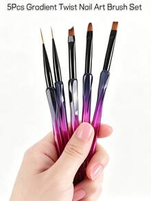 Gradient Diamond Twist Nail Art Brush Set With Exquisite Color Box Packaging, Multiple Color Handle Options, 3pcs / 5pcs Dual Specifications, Nylon Bristle Painting Light Therapy Nail Art Tool - Multicolor - View 5