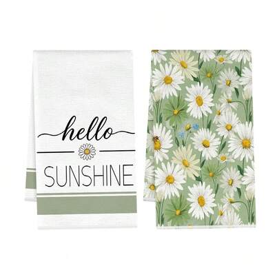2 chiếc khăn lau bếp in hoa lá màu xanh phong cách màu nước, 100% polyester, phù hợp cho bếp nhà hàng và trang trí nhà cửa; nhanh khô, nhẹ, chống phai màu, ít xơ, chống nấm mốc, độ bền màu cao, kích thước 40*60cm