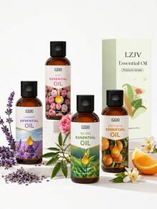 LZJV 1瓶大容量20種精油 100ml植物精油，適用於加濕器與香氛機，薰衣草、玫瑰、薄荷、柑橘木、檀香、椰子、櫻花、茶樹、蘆薈、迷迭香、香草、尤加利、蓖麻、甜橙、檸檬、茉莉、梔子花、肉桂、咖啡、草莓精油，保濕肌膚、面部護理、頭髮護理，可用於客廳與浴室除臭，適合香氛機、瑜伽、DIY蠟燭香氛與手工皂製作 - 多樣化香型 - 查看 8