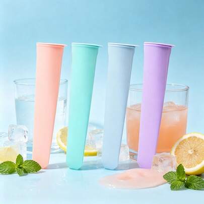 8pcs Silicone Ice Cream Molds, Popsicle Molds, 100ml, Round, Suitable For Vegetables/Juice, Fruit Puree, Ice Cream, Frozen Fruit, Sealable At Low Temperatures, DIY Ice Cream