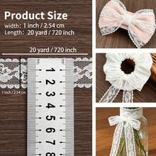 Lace Trim Ribbon, 5 Yards White Lace Ribbon, 2.3cm Wide White Lace Decorative Band, With Exquisite Floral Pattern, Suitable For Handicrafts, Sewing And Bridal Wedding Dress Embroidery Decoration - Multicolor - View 3