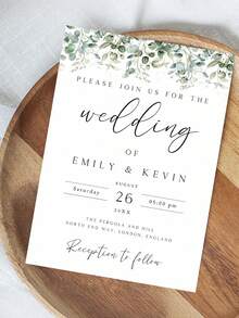 Tarjetas de Boda Personalizadas de Eucalipto - Estilo Botánico Minimalista Invitación & Tarjeta de Invitación de Boda - Parte Posterior en Blanco para Escribir - Incluye Sobres - Multicolor 14 - Ver 5