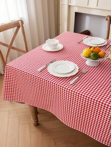 MineLain 1pc Minimalist Red Plaid Tablecloth, Rectangular Tablecloth, Coffee Table, Cabinet, Small Square Table, Bedside Table Cover, Home Decor, Room Decor, Suitable For Gathering, Dinner, Party, Holiday, Celebration, Outdoor, Garden, Picnic, Camping Decoration, All Season Use, Spring Summer Decor, Autumn Decor - Red - View 26