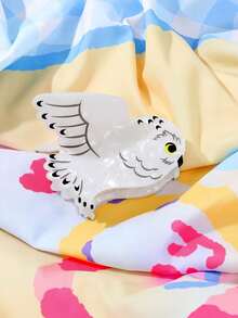 1pc Cute White Snowy Owl Shaped Hair Claw Clip, Marbled Acrylic Animal Jaw Clip, Strong Hold Non-Slip Hair Catch For Girls Summer Hair Accessories Vacay Hair Clips - Multicolor - View 4